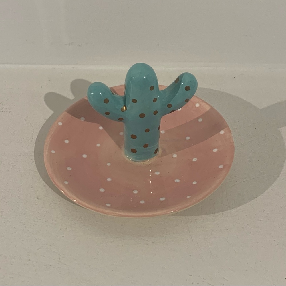 Cute Boho Cactus Ring Jewelry Holder Display Trinket Earrings Earphone Container